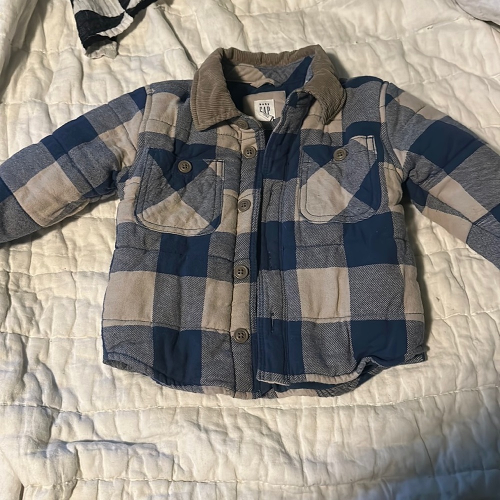 Baby gap flannel jacket warm blue and beige